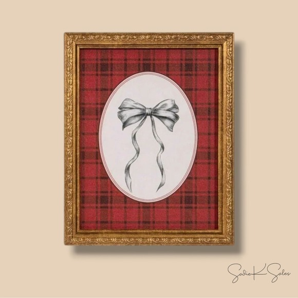 My Texas House Seasonal Bow Plaid Framed Holiday Wall Art 8x10 - Picture 2 of 8